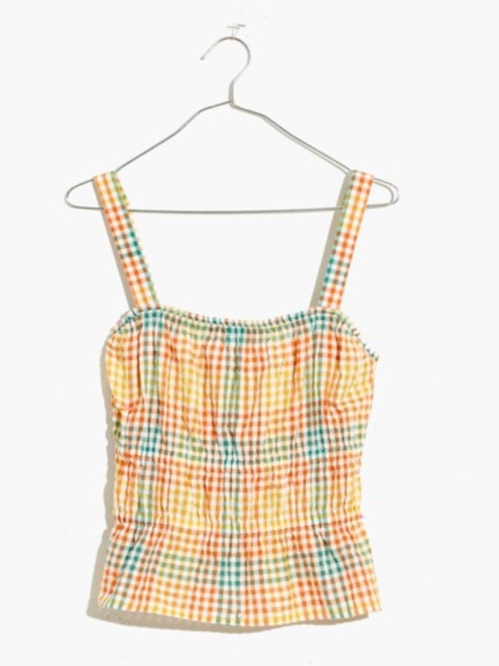 Madewell Yellow Multi Gingham Smocked Cami